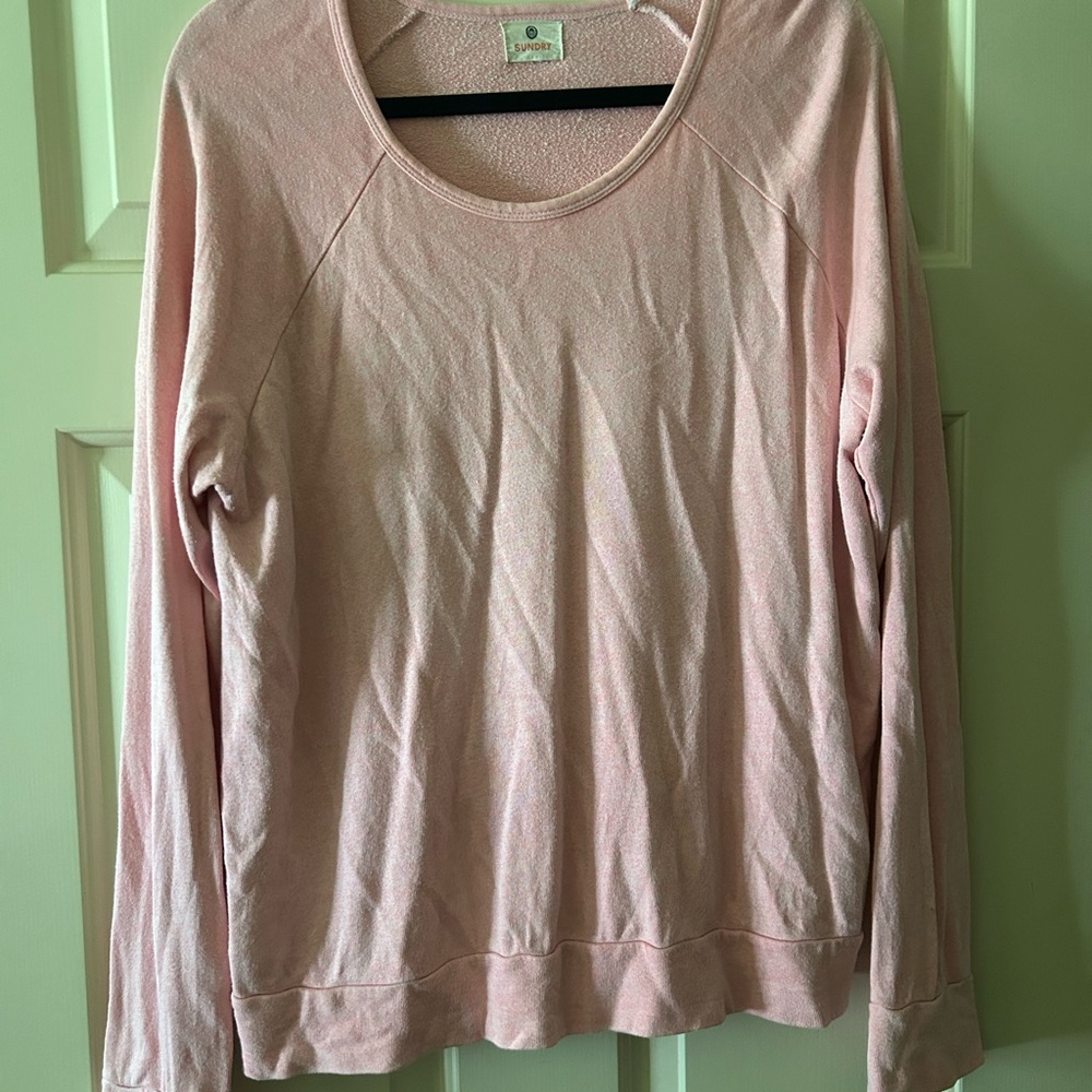 Sundry Pink Long Sleeve Thin Sweatshirt